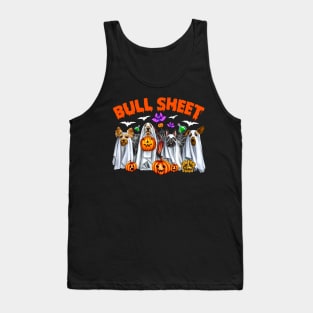 Funny Halloween Boo Ghost Cow Costume Bull Sheet Cow Lover Tank Top